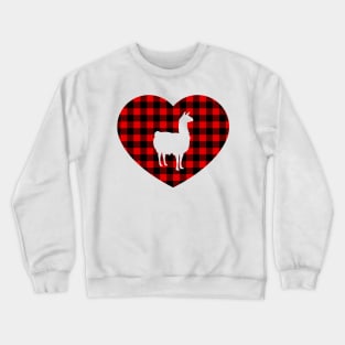 Llama Heart Buffalo Plaid Crewneck Sweatshirt